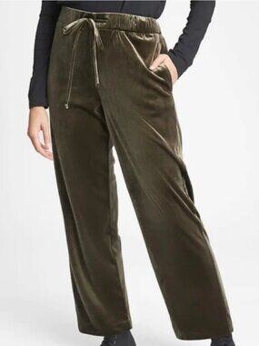 GAP Womens Green Velour Velvet Wide Leg Pants Elastic Drawstring Size XXL New